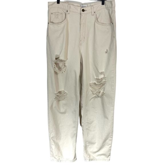 Urban Outfitters BDG High Rise Distressed Baggy Jeans in Speckled Ecru - Picture 2 of 16